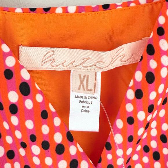 NWT Anthropologie Hutch V-Neck Wrap Dress Size XL Polka Dot Flutter High Low Hem - Picture 3 of 11